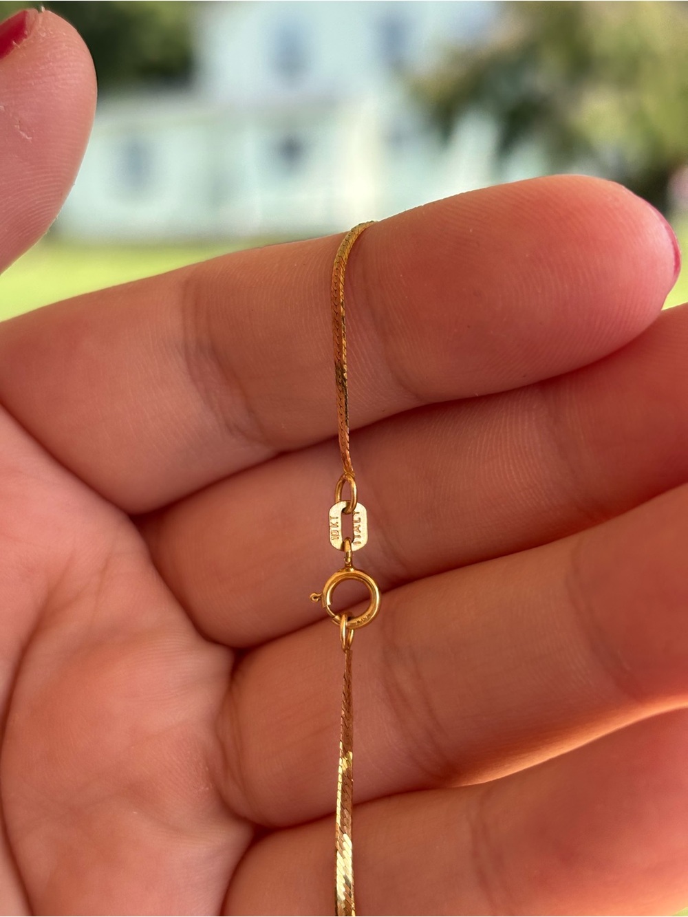 10k gold dainty herringbone elegant bracelet